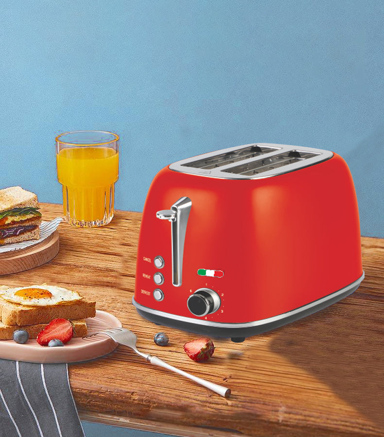 Vintage 2 Slice Toaster & 1.7L Glass Kettle Set - Red Modern Design - LED, Browning Control, Keep Warm - Chrome Trim - Stylish Kitchen Combo