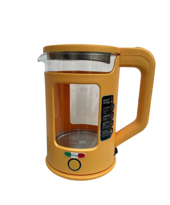 Vintage Electric 1.7L Glass Kettle and 2 Slice Toaster Combo Stainless Steel Yellow