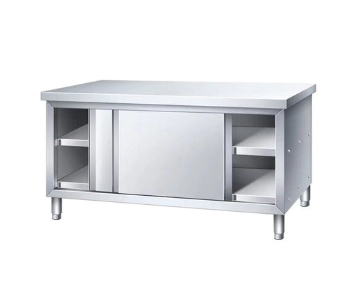 Stainless Steel Commercial Grade Work/Kitchen Table with Storage Cabinet - 120CM