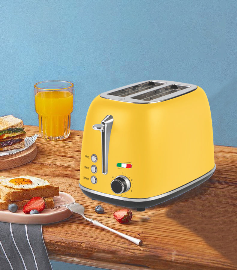 Vintage 2 Slice Toaster and 1.7L Glass Kettle Set - Yellow Modern Design - LED, Browning Control, Keep Warm - Chrome Trim - Stylish Kitchen Combo