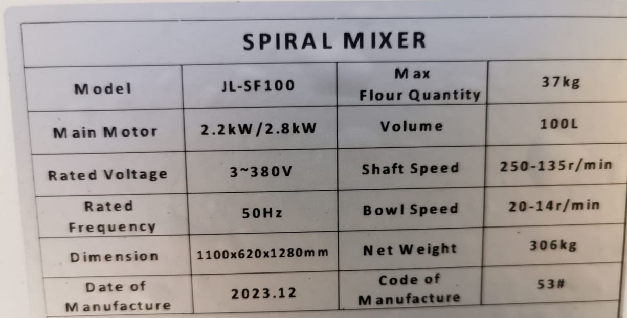 100L Commercial Dough Spiral Mixer Heavy Duty Mazerati brand
