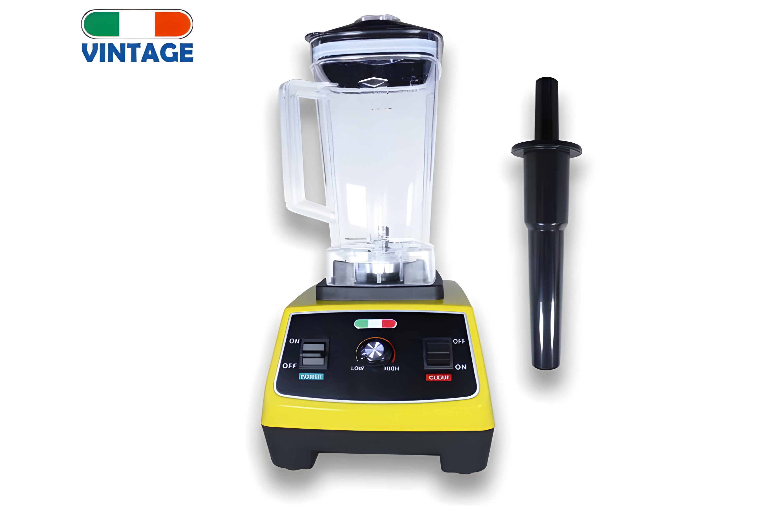 Vintage 2200W 2L Commercial Blender Grinder Juicer Mixer - Stylish Italian Design, Unbreakable Jar, 2 Modes, Adjustable Intensity, Yellow