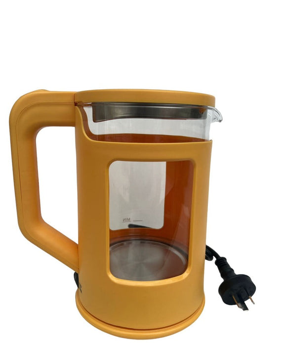 Vintage Electric 1.7L Glass Kettle and 2 Slice Toaster Combo Stainless Steel Yellow
