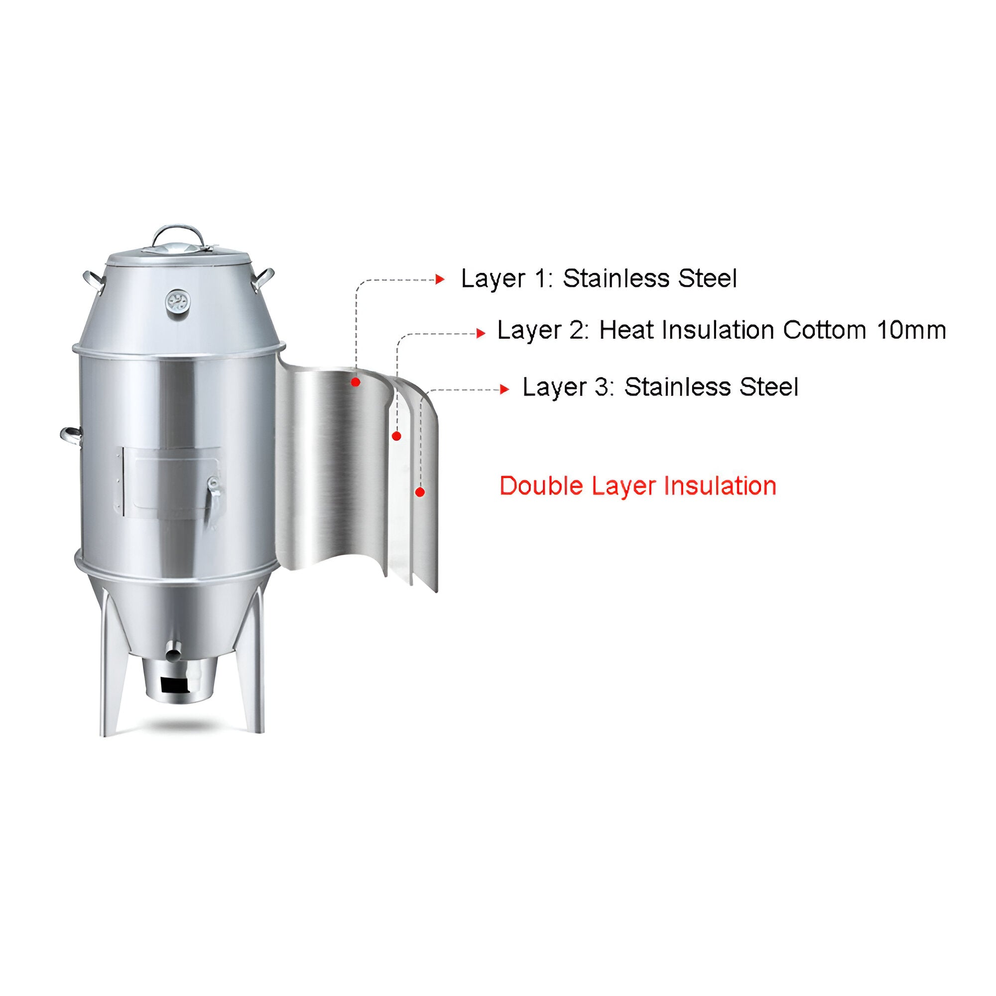 Charcoal BBQ Smoker Oven Tandoori Barbeque Roast Stainless Steel Commercial