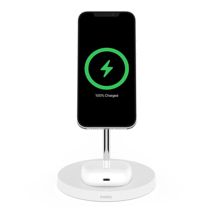 Belkin BoostUp Charge Pro MagSafe 2-in-1 Wireless Charger for Apple (White)