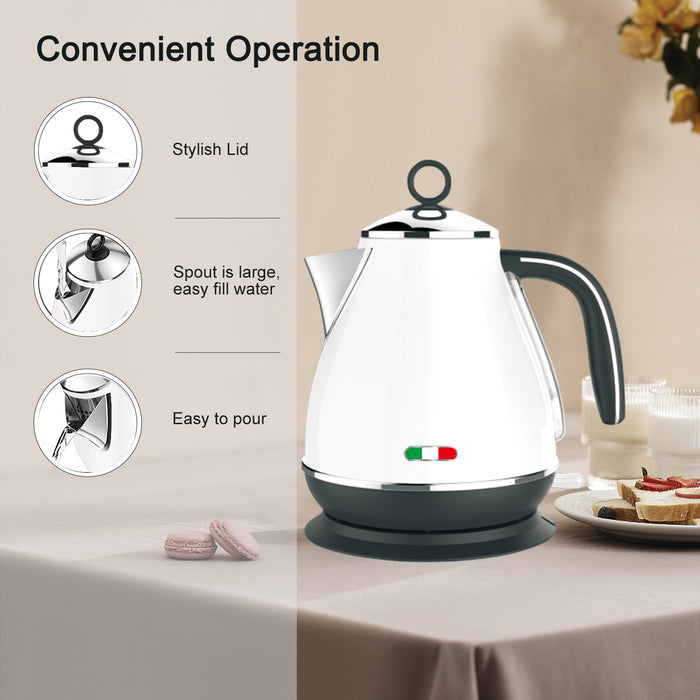 Vintage Electric Kettle White 1.7L Stainless Steel Auto OFF 2200W