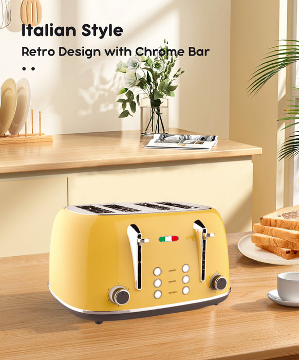 Vintage Electric 4 slice Kettle and Toaster Combo Yellow Stainless Steel