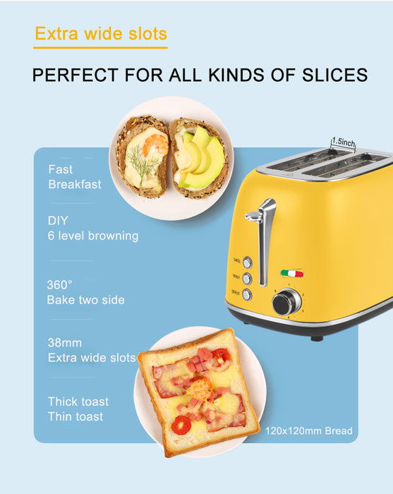 Vintage Electric 2 Slice Toaster Stainless Steel - YELLOW