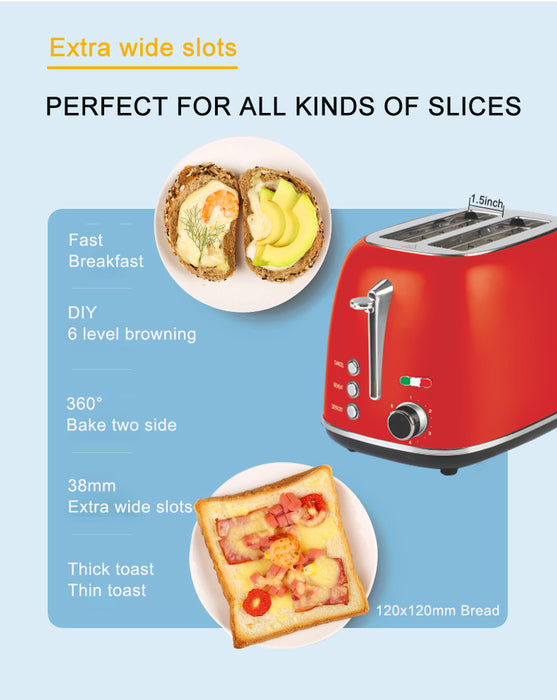 Vintage Electric 2 Slice Toaster Stainless Steel - RED