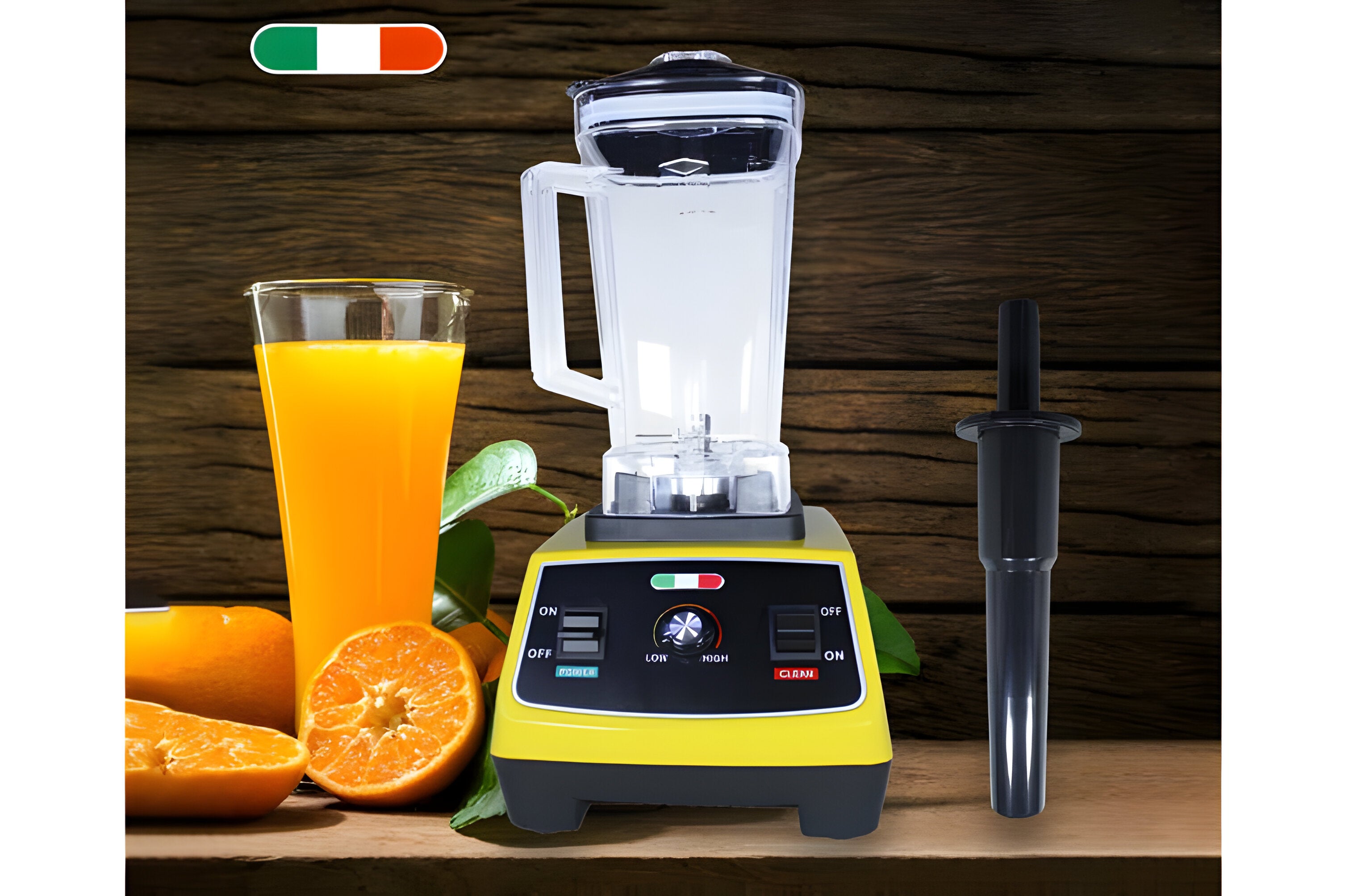 Vintage 2200W 2L Commercial Blender Grinder Juicer Mixer - Stylish Italian Design, Unbreakable Jar, 2 Modes, Adjustable Intensity, Yellow