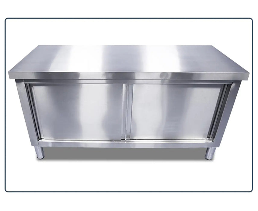 Stainless Steel Commercial Grade Work/Kitchen Table with Storage Cabinet - 180CM