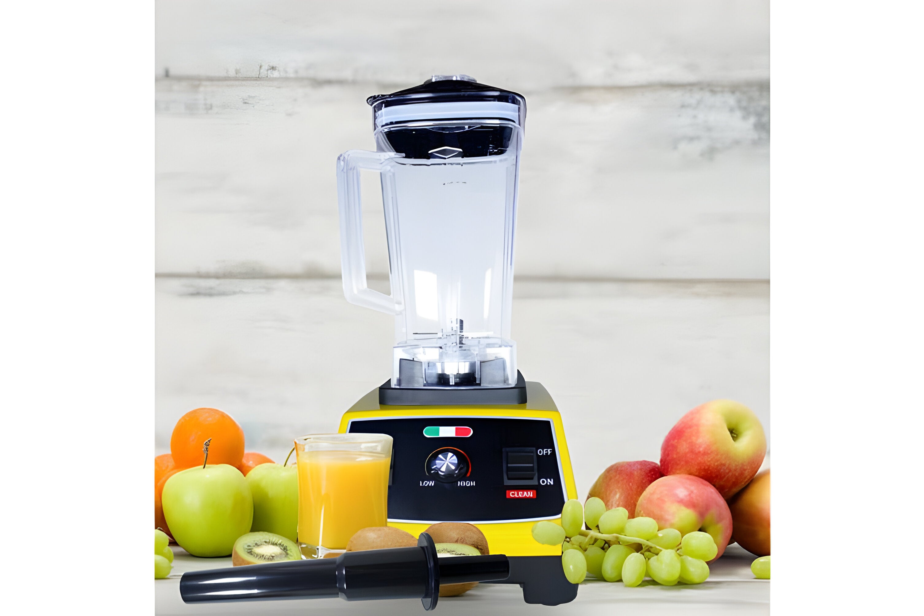 Vintage 2200W 2L Commercial Blender Grinder Juicer Mixer - Stylish Italian Design, Unbreakable Jar, 2 Modes, Adjustable Intensity, Yellow