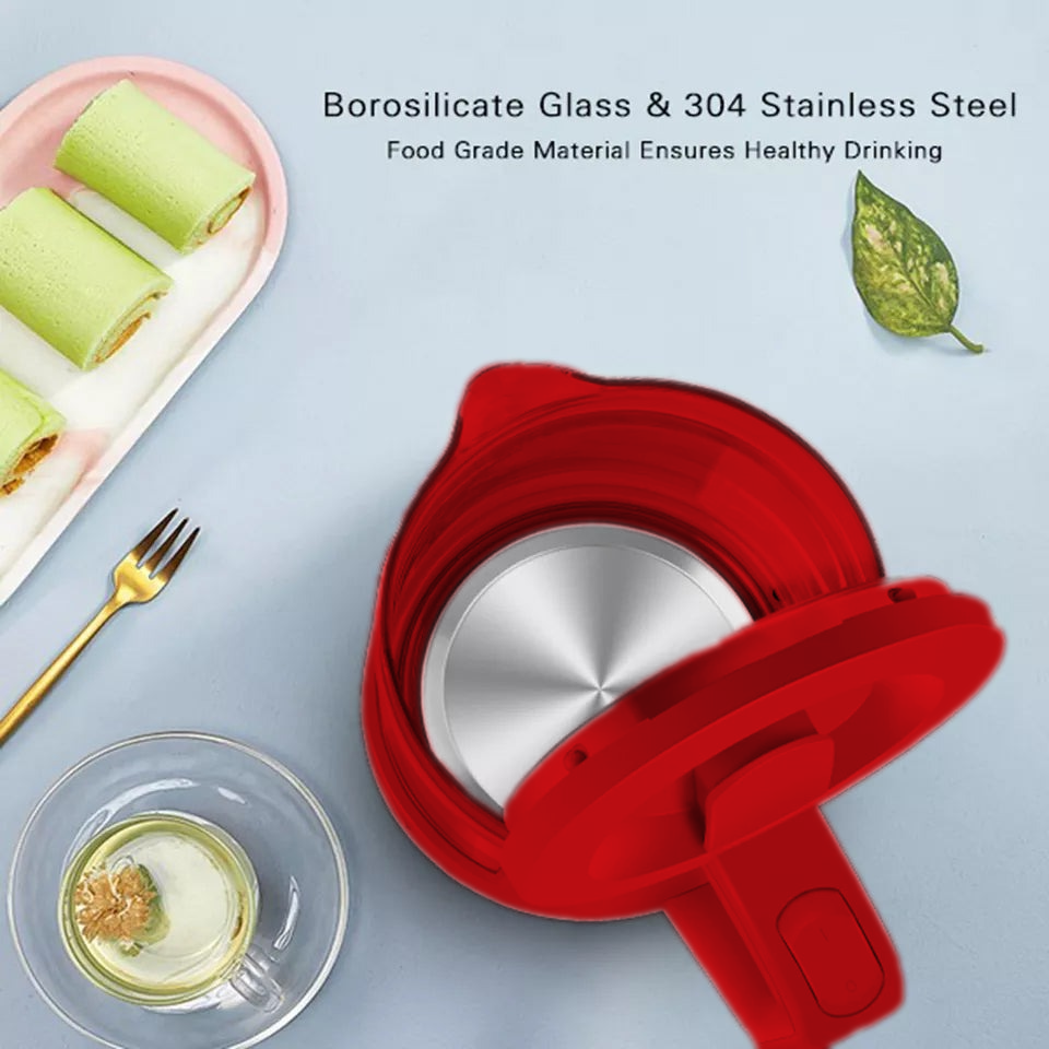 Vintage 2 Slice Toaster & 1.7L Glass Kettle Set - Red Modern Design - LED, Browning Control, Keep Warm - Chrome Trim - Stylish Kitchen Combo