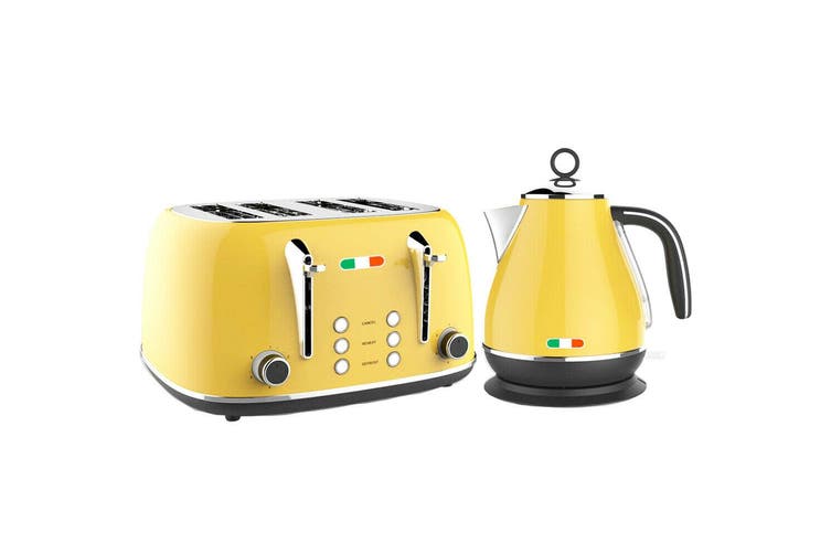 Vintage Electric 4 slice Kettle and Toaster Combo Yellow Stainless Steel