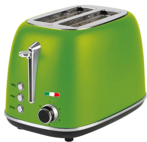 Vintage Electric 2 Slice Toaster Stainless Steel - Lime GREEN