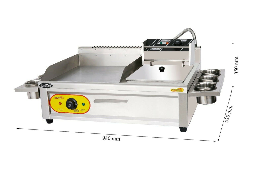 Commercial Electric Grill Griddle with Deep Fryer 220V 5500W Fast Heating