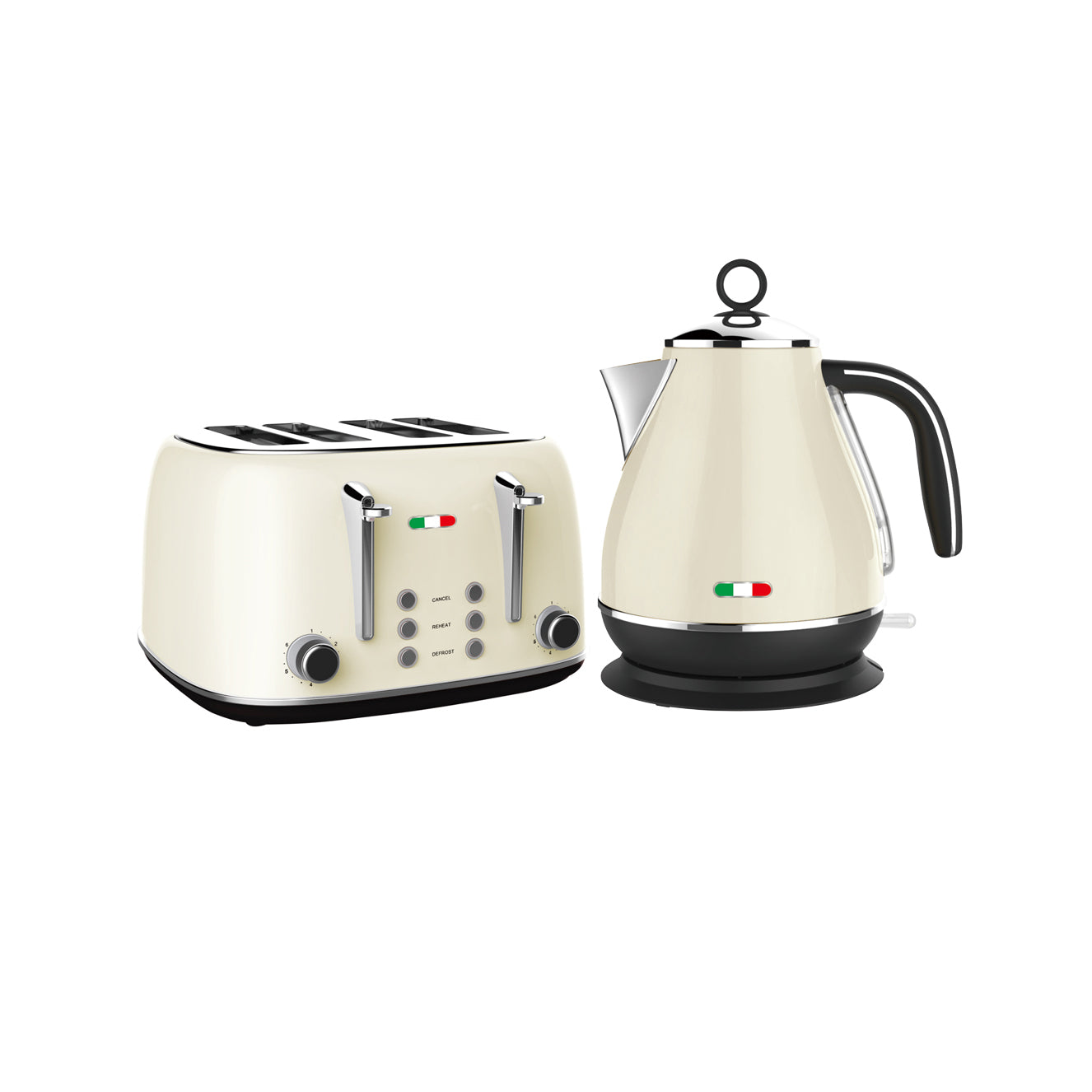 Vintage Electric Kettle and 4 slice Toaster Combo Cream Stainless Stee ...