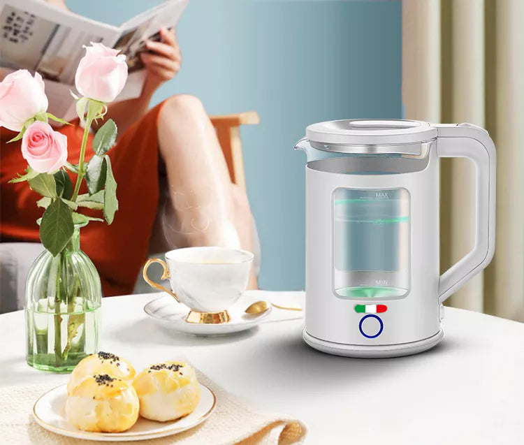 Vintage 4 Slice Toaster & 1.7L Glass Kettle Set - White Modern Design - LED, Browning Control, Keep Warm - Chrome Trim - Stylish Kitchen Combo