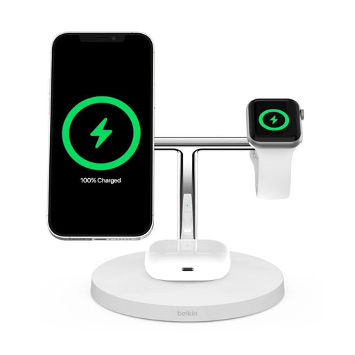 Belkin 3-in-1 15w Wireless Charger With MagSafe for Apple iPhone 12 and 13 Series with Watch Charger