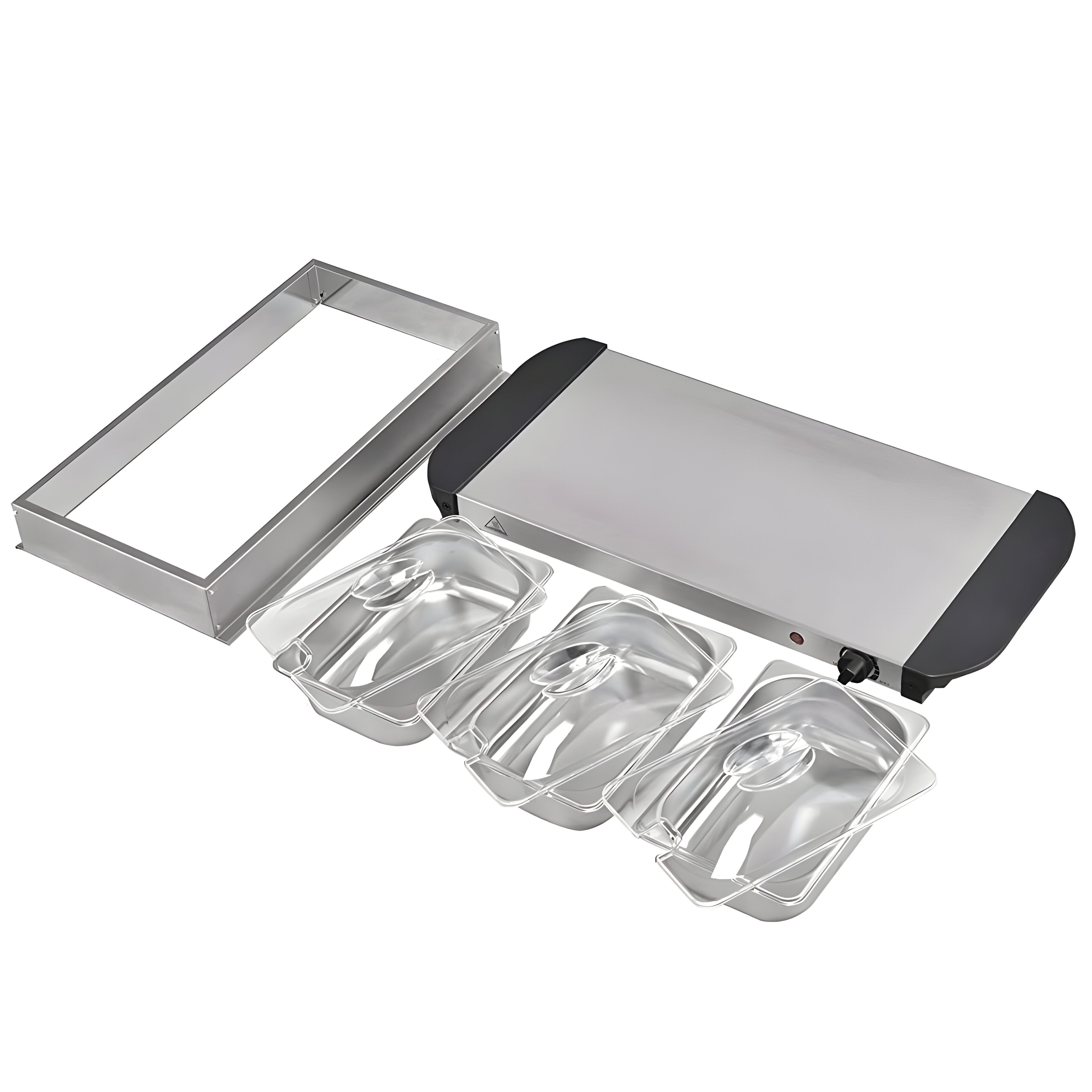 2 x Food Warmer Buffet Electric Server Bain Marie Stainless Steel 1.5L x 3 Tray