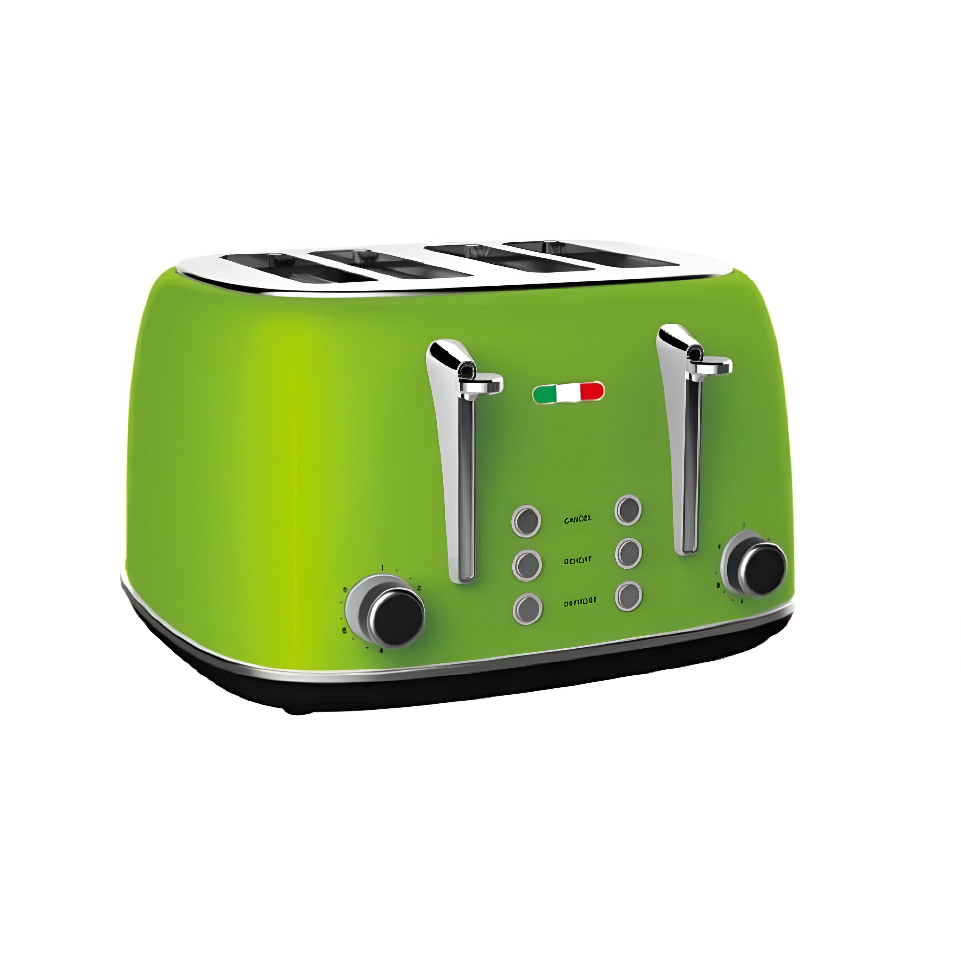 Vintage 4 Slice Toaster – Lime Green Stainless Steel, 1650W – Extra Wide Slots, 6 Browning Levels, Defrost & Reheat, High-Lift Lever