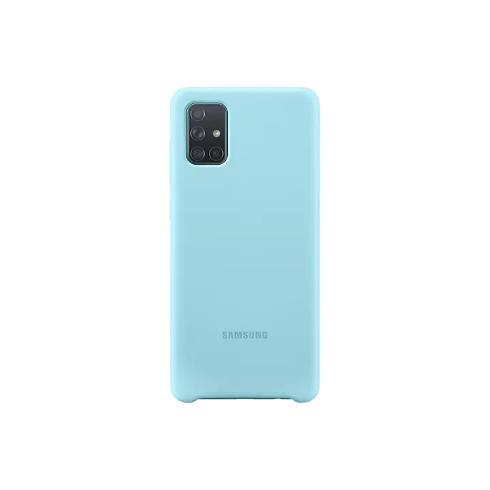 Original Samsung Galaxy A71 Silicone Cover – Genuine Soft Matte Case, Blue – Slim Protective Sleeve