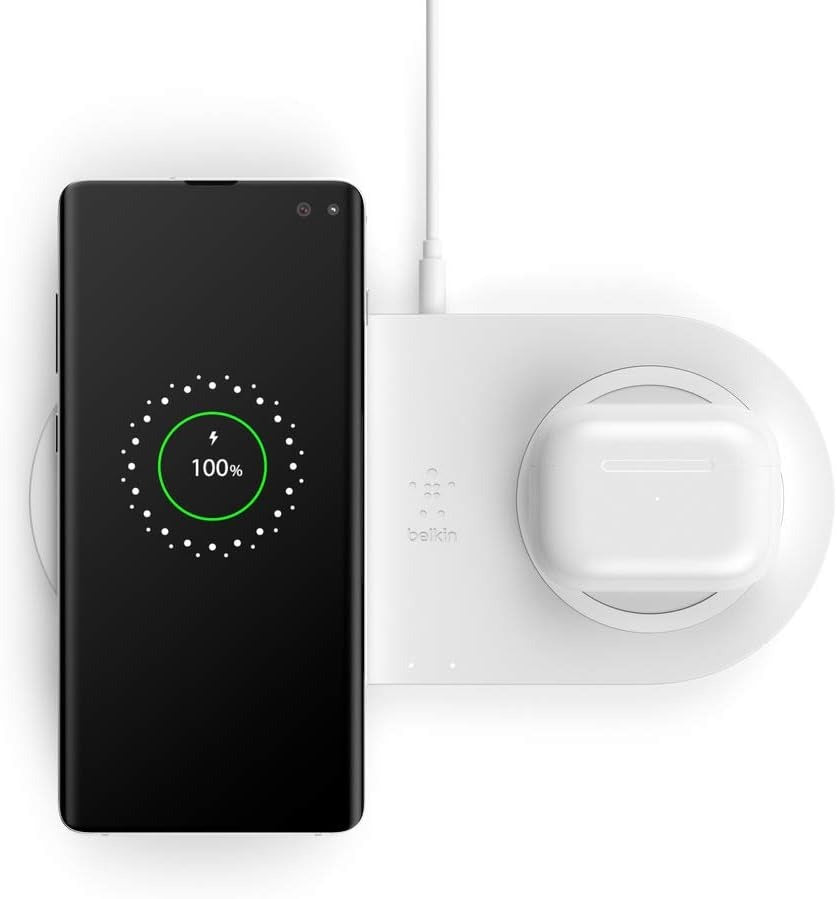 Belkin Dual Wireless Charger (Dual Wireless Charging Pad 10W) Fast Charge - White - Ex Display