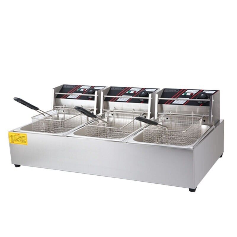30L Triple Deep Fryer Commercial Bench Top Fast Fryer Stainless Steel