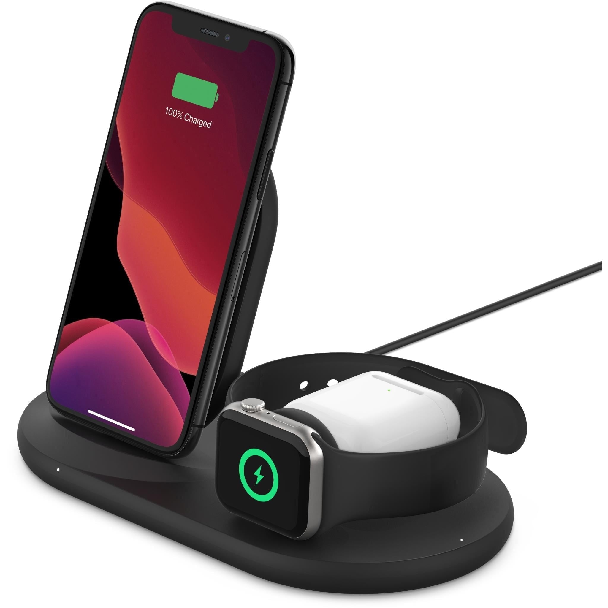 Belkin 3-in-1 Wireless Charger 7.5W – iPhone, Apple Watch & AirPods – Black – Power Supply Included