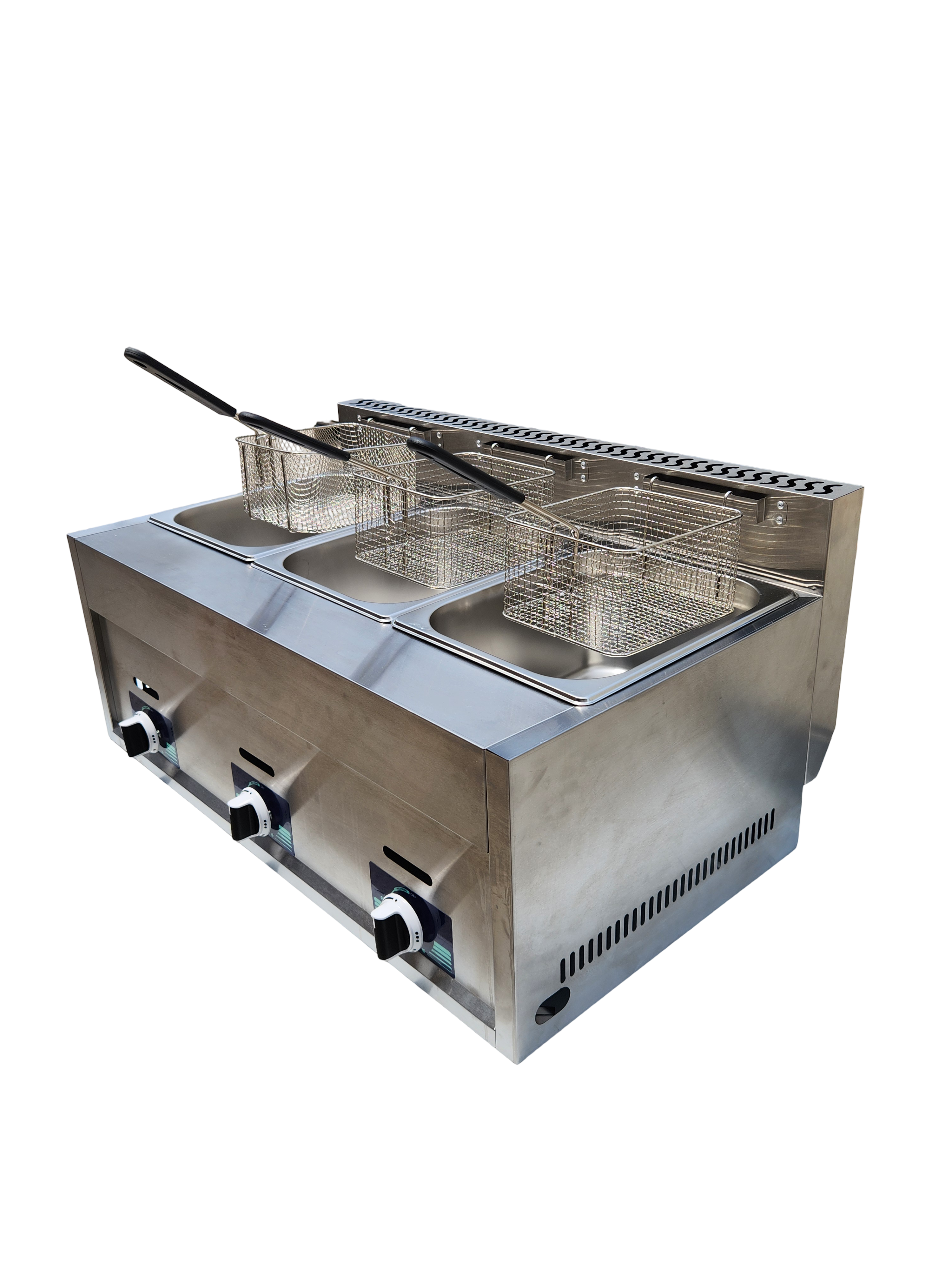 Commercial Triple Deep Fryer GAS LPG Stainless Steel (30L) AU