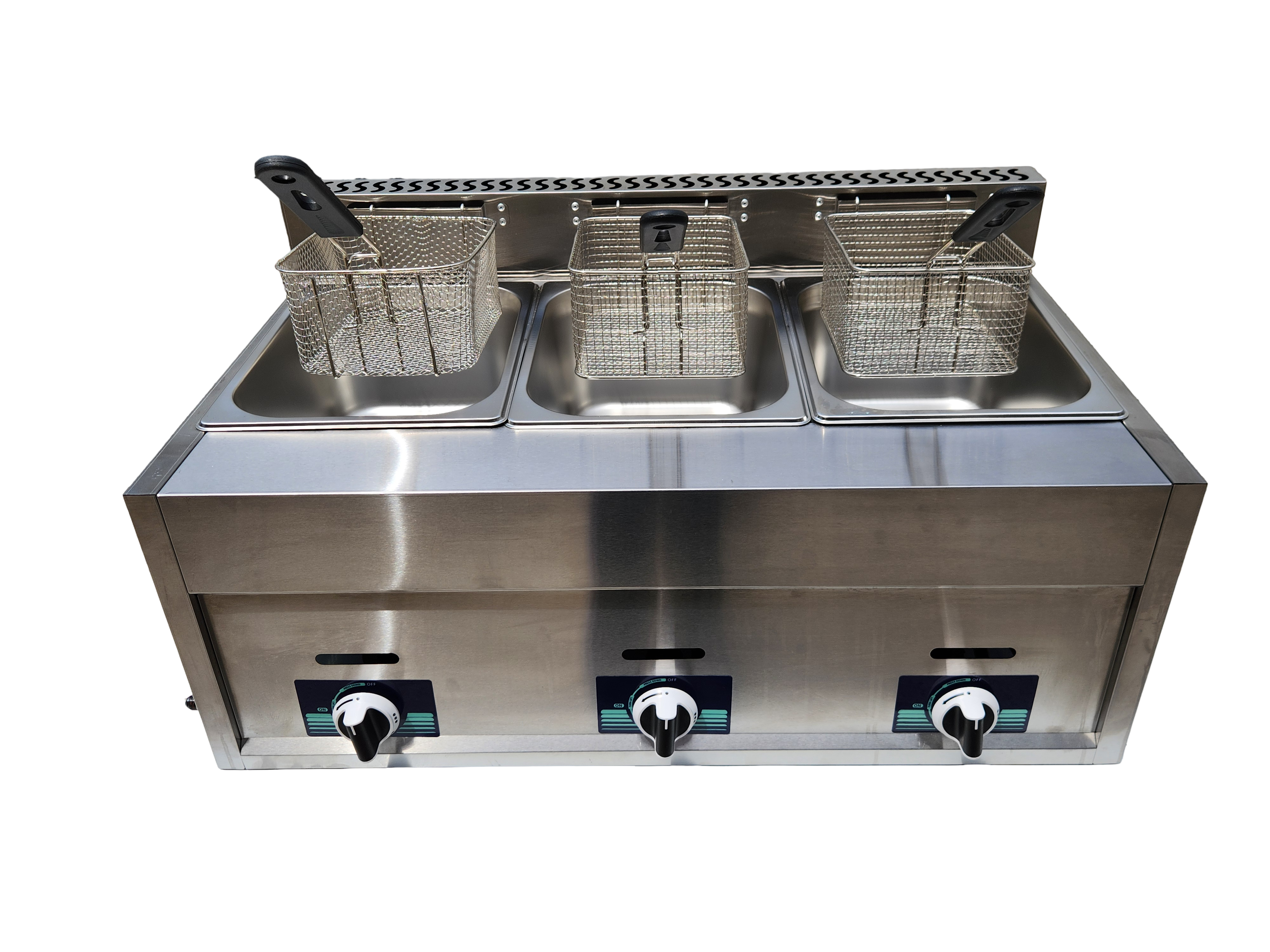 Commercial Triple Deep Fryer GAS LPG Stainless Steel (30L) AU