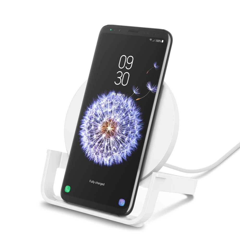 Belkin Wireless Charging Stand 10W – Qi-Compatible Fast Charger for iPhone Samsung Galaxy - White
