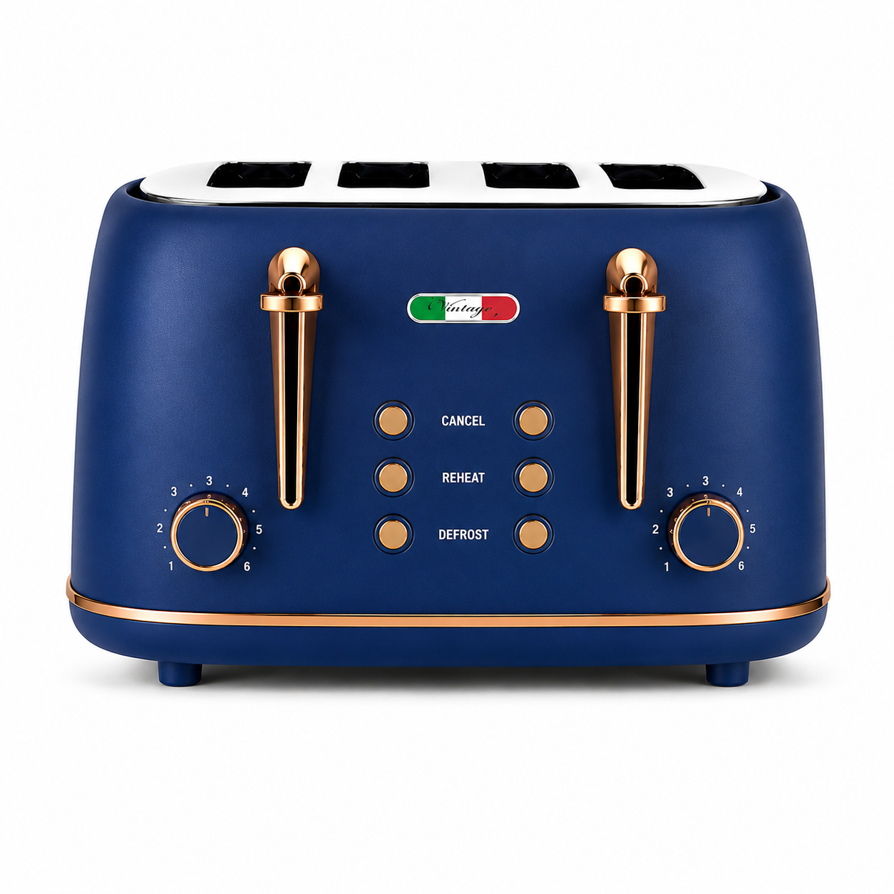 Vintage Copper Blue Electric Kettle and 4-Slice Toaster Combo Set - Stainless Steel, Glossy Finish, Auto Shut-Off & Variable Browning Control