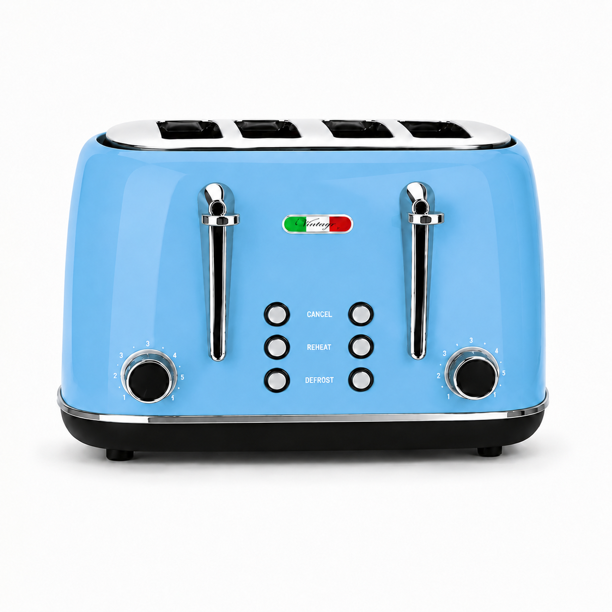 Vintage Sky Blue Electric Kettle and 4-Slice Toaster Combo Set - Stainless Steel, Glossy Finish, Auto Shut-Off & Variable Browning Control