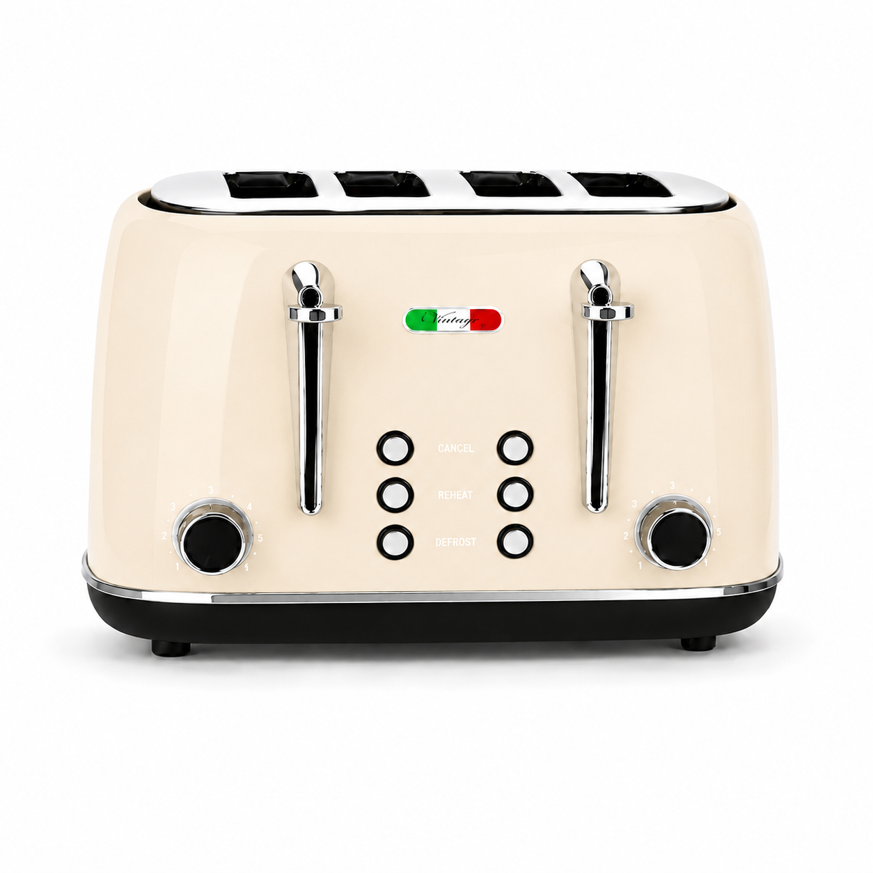 Vintage Cream Electric Kettle and 4-Slice Toaster Combo Set - Stainless Steel, Glossy Finish, Auto Shut-Off & Variable Browning Control