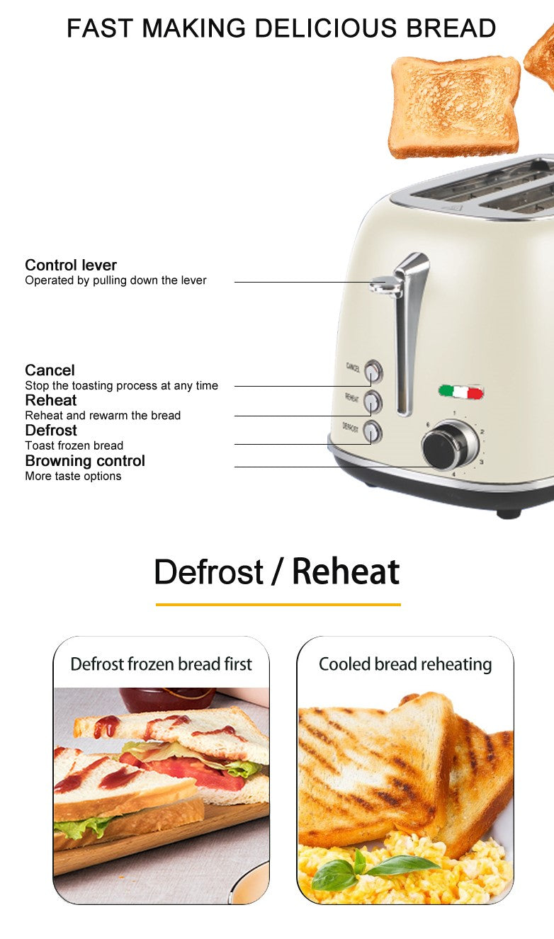 Vintage Electric Kettle and 2 Slice Toaster SET Combo Deal Stainless Steel Cream
