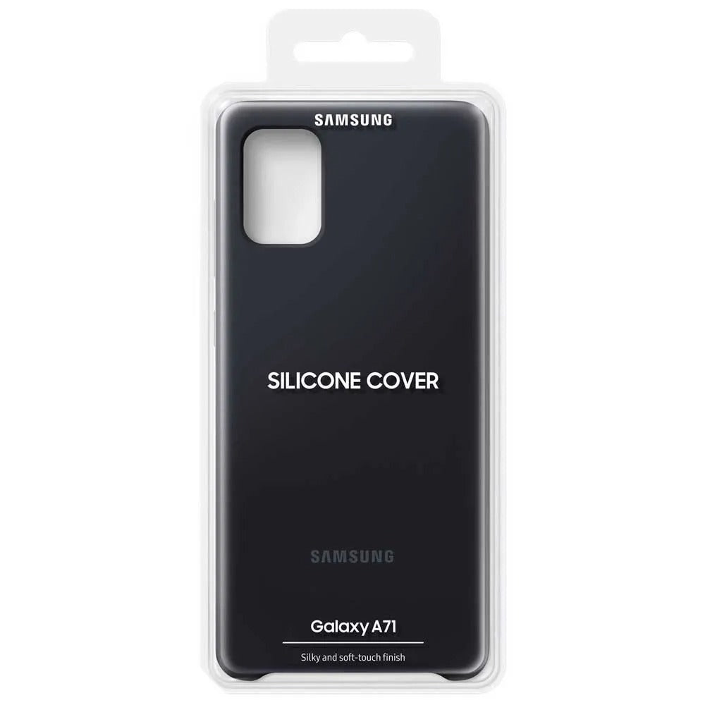 Original Samsung Galaxy A71 Silicone Cover – Genuine Soft Matte Case, Black – Slim Protective Sleeve