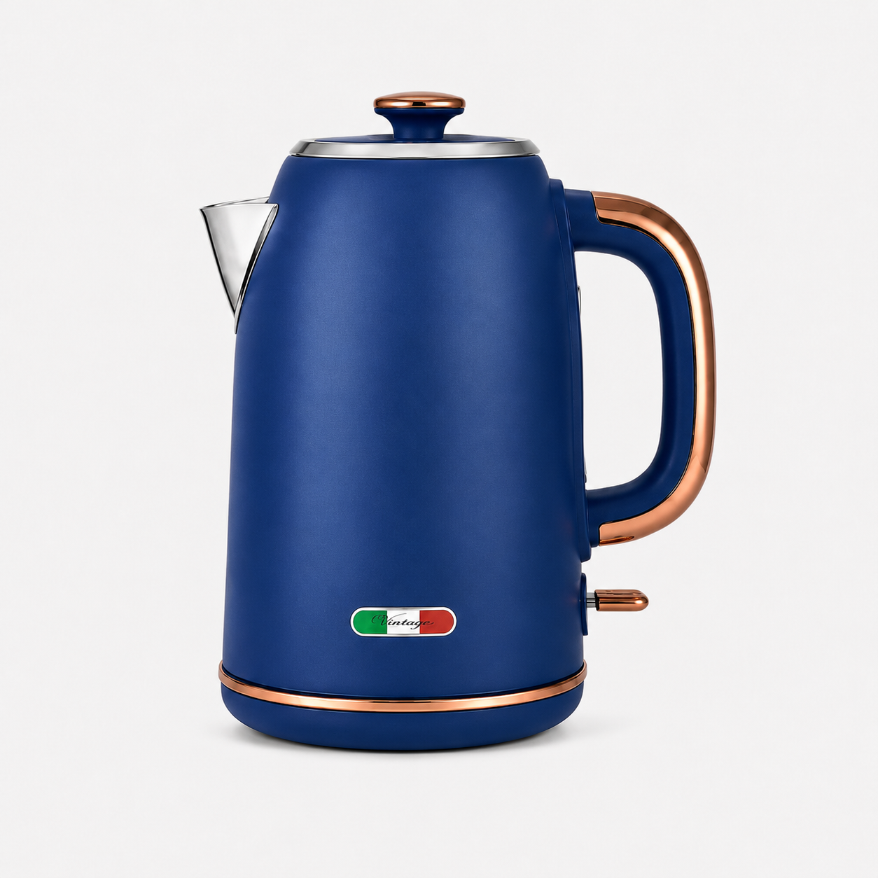 Vintage Copper Blue Electric Kettle and 4-Slice Toaster Combo Set - Stainless Steel, Glossy Finish, Auto Shut-Off & Variable Browning Control