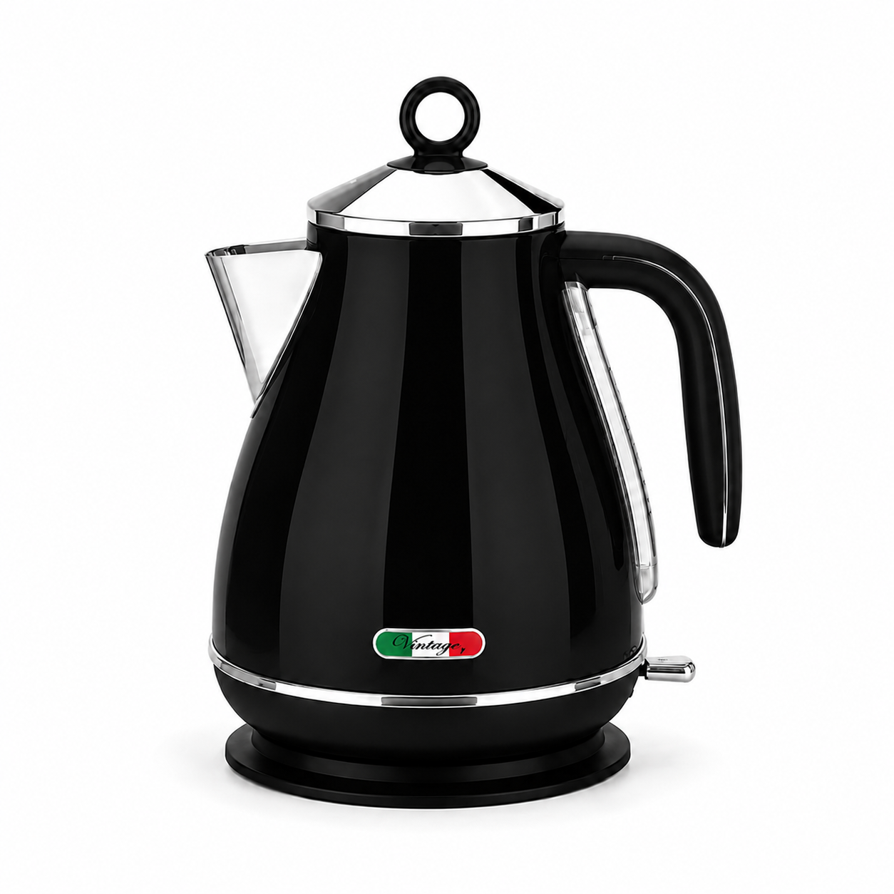 Vintage Black Electric Kettle and 4-Slice Toaster Combo Set - Stainless Steel, Glossy Finish, Auto Shut-Off & Variable Browning Control