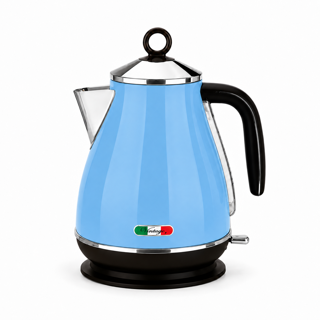 Vintage Sky Blue Electric Kettle and 4-Slice Toaster Combo Set - Stainless Steel, Glossy Finish, Auto Shut-Off & Variable Browning Control