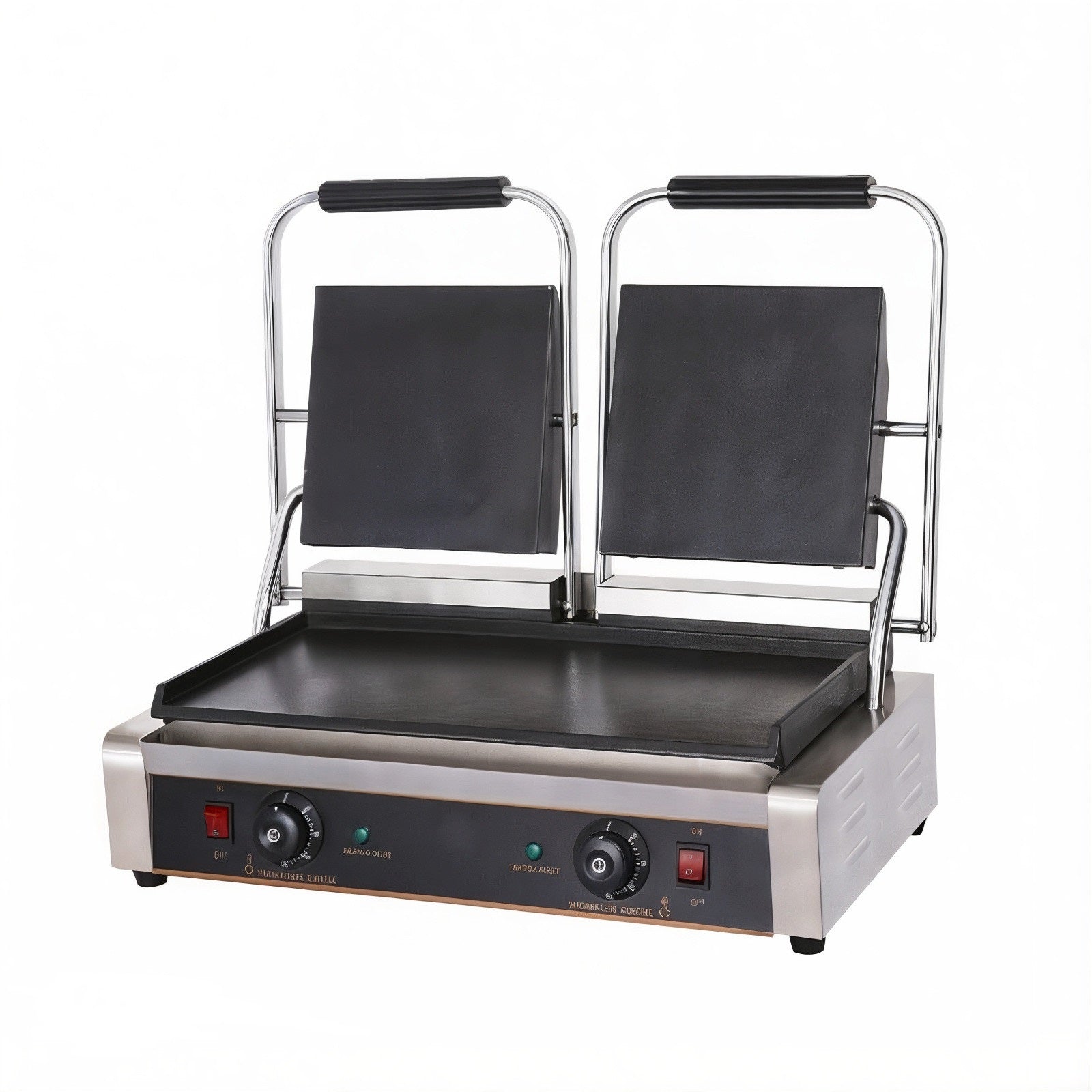 Commercial Double Electric Griddle Multigrill Toaster: Waffle Maker, Sandwich Press, and BBQ