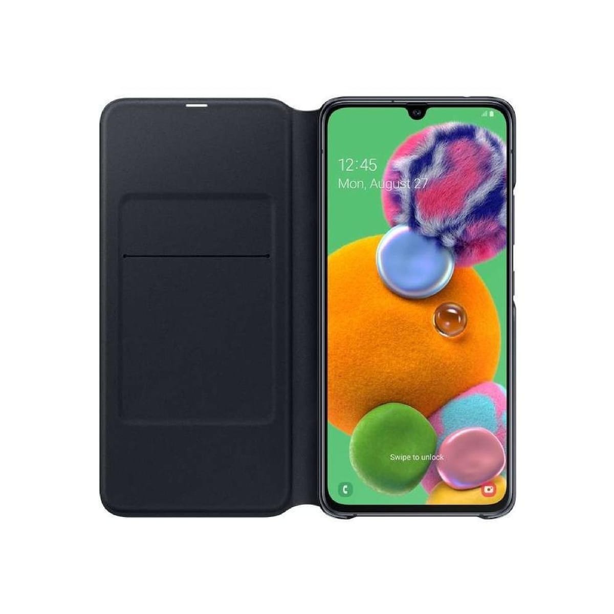 Original Genuine Samsung Galaxy A90 5G Wallet Cover – Black – Leather with Inside Pocket