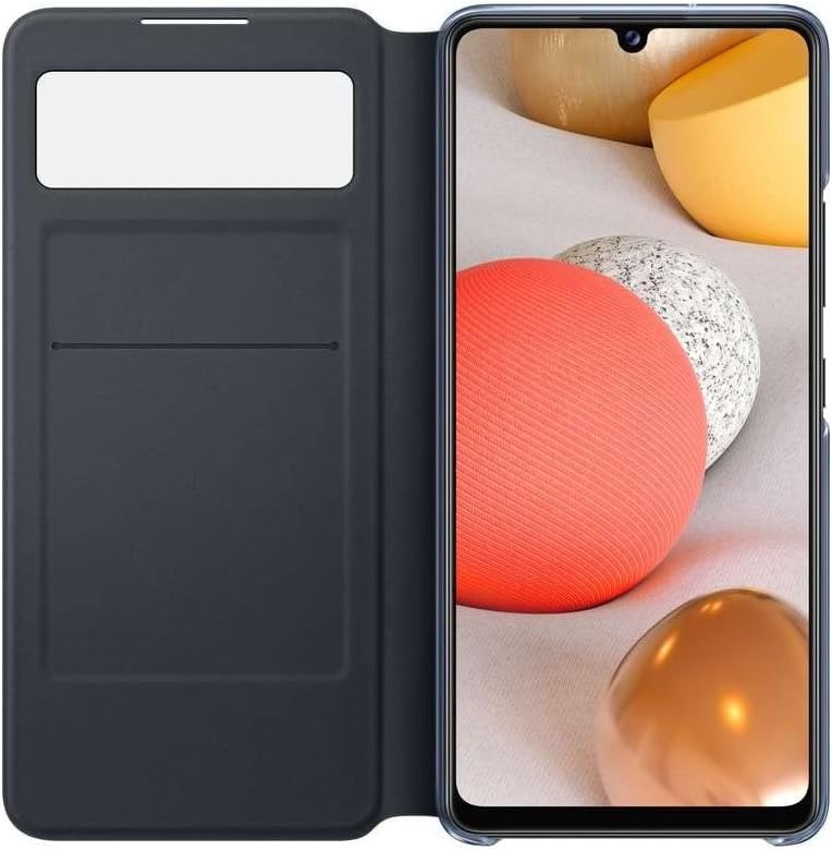 Original Genuine Samsung Galaxy A42 5G Smart S-View Wallet Cover – Black Leather Flip Case with Card Pocket