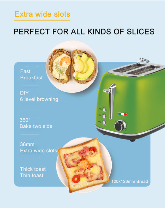 Vintage Electric 2 Slice Toaster Stainless Steel Lime GREEN — REPOGUYS