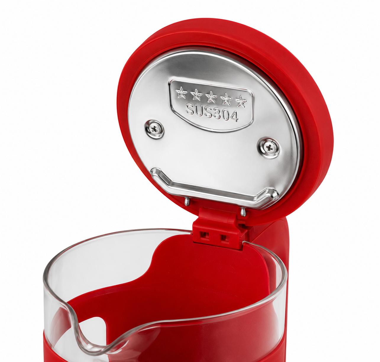 Vintage 4 Slice Toaster and 1.7L Glass Kettle Set - Red Modern Design - LED, Browning Control, Keep Warm - Chrome Trim - Stylish Kitchen Combo