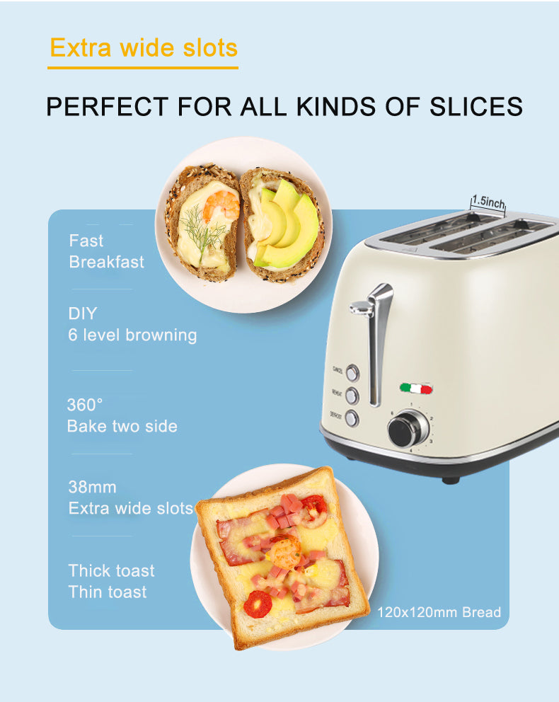 Vintage Electric Kettle and 2 Slice Toaster SET Combo Deal Stainless Steel Cream