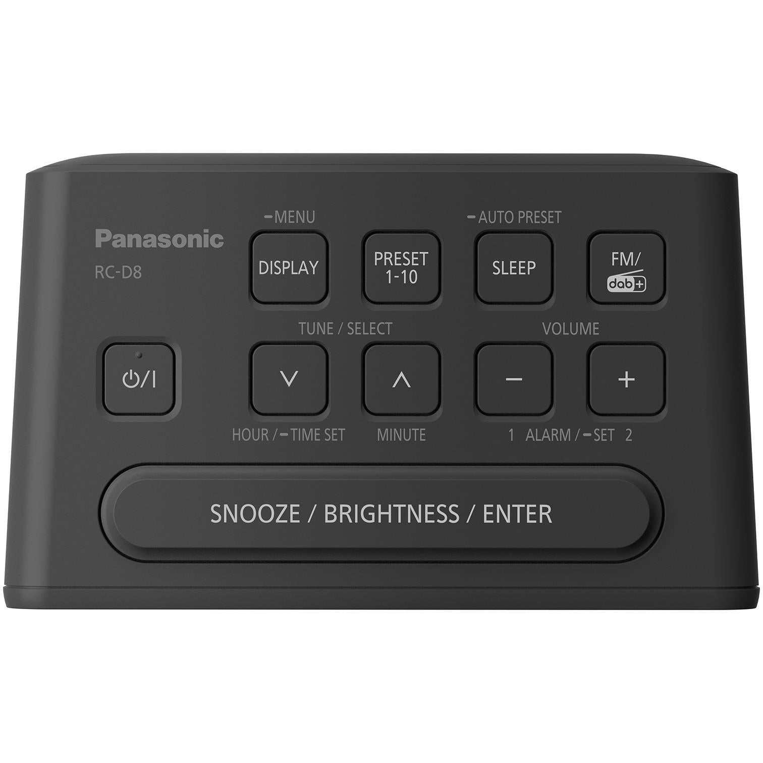 Panasonic Portable Dual Alarm Clock Radio (RC-D8GN-K) – Black – Bluetooth, USB Charging, FM Presets – Ex-Display