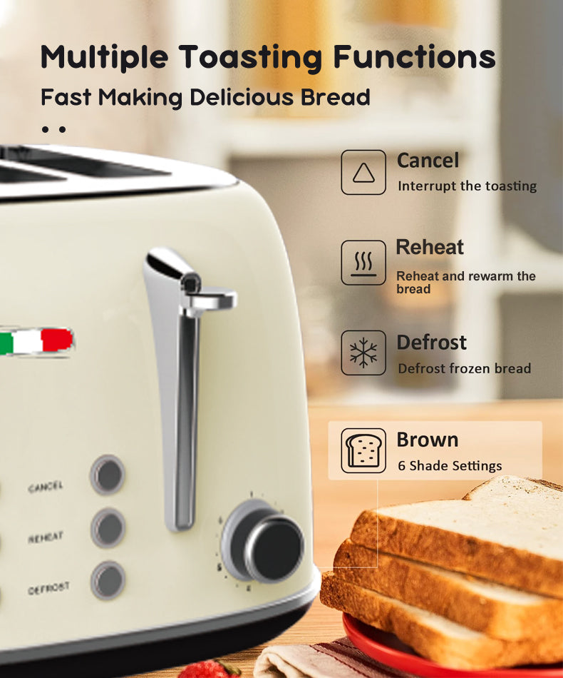 Vintage Electric Kettle and  4 slice Toaster Combo Cream Stainless Steel