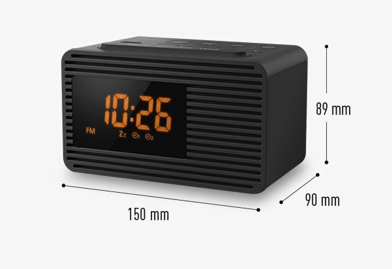 Panasonic Portable Dual Alarm Clock Radio (RC-800GN-K) – Black – AM/FM Presets, Dual Alarm – Ex-Display