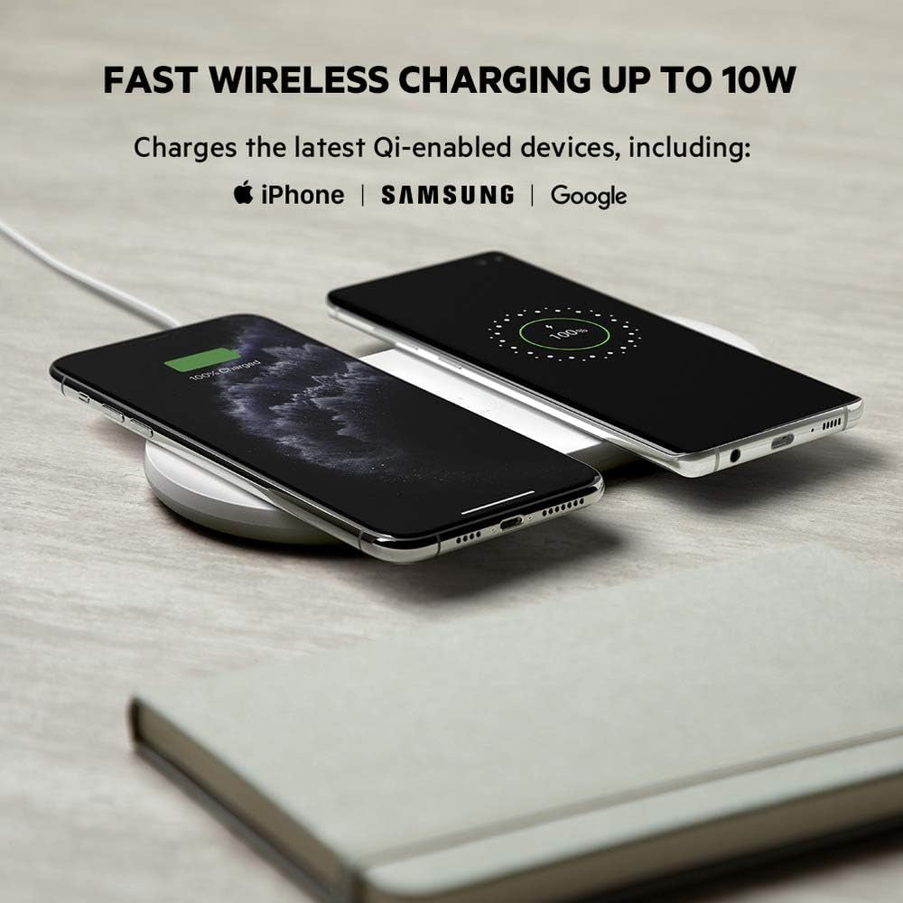 Belkin Dual Wireless Charger (Dual Wireless Charging Pad 15W) Fast Charge - White - Ex Display